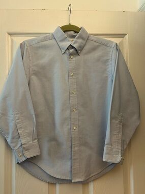 Lands' End Pale Blue Button-Down  Oxford Dress Shirt Boys Size 10